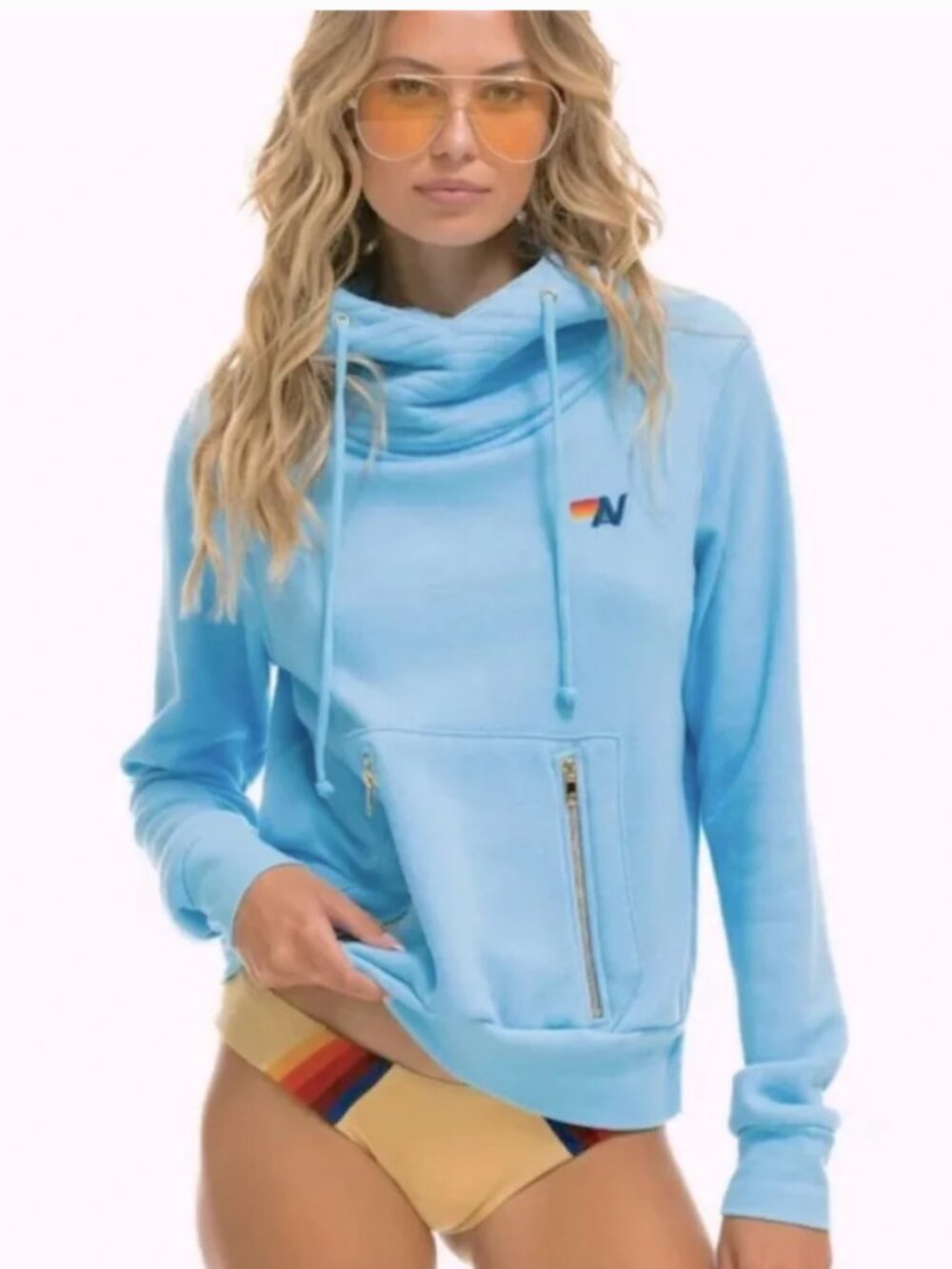 Aviator Nation Ninja Hoodie pullover SKY blue small